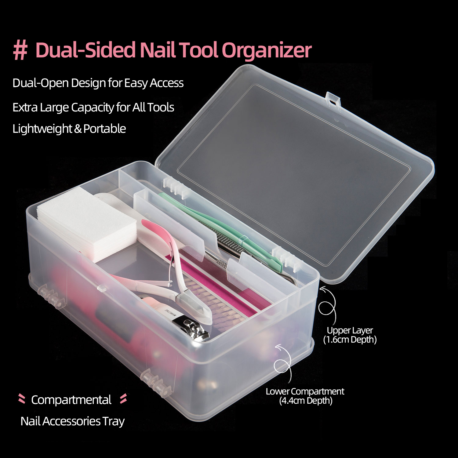 Nail Fan Brush - Двухъярусная двухъярусная сверхемкая коробка для хранения