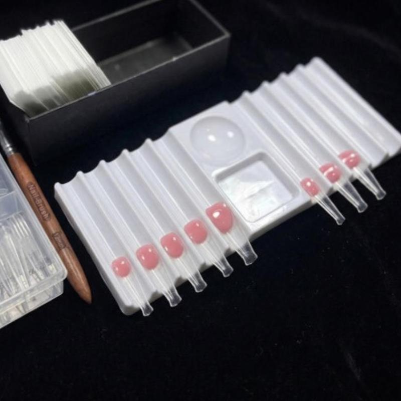 Nail Fan Brush - Многоразовая палитра для нейл-арта с держателем
