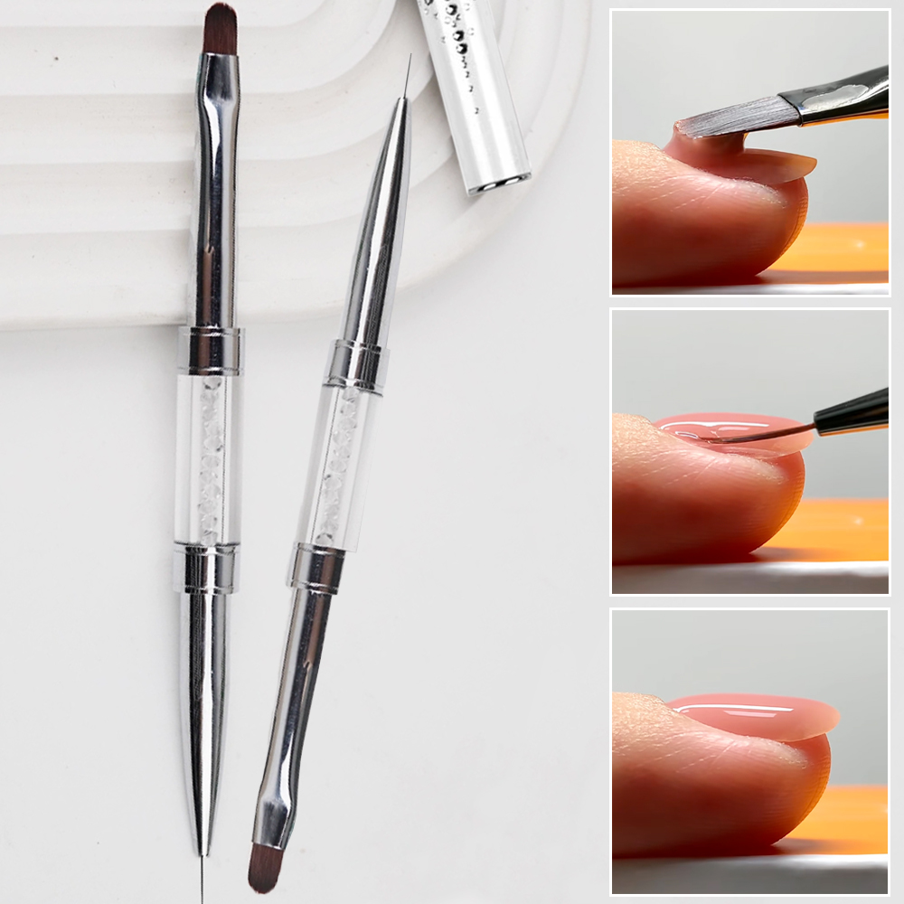 Nail Fan Brush - 1 шт., профессиональная двусторонняя кисть для