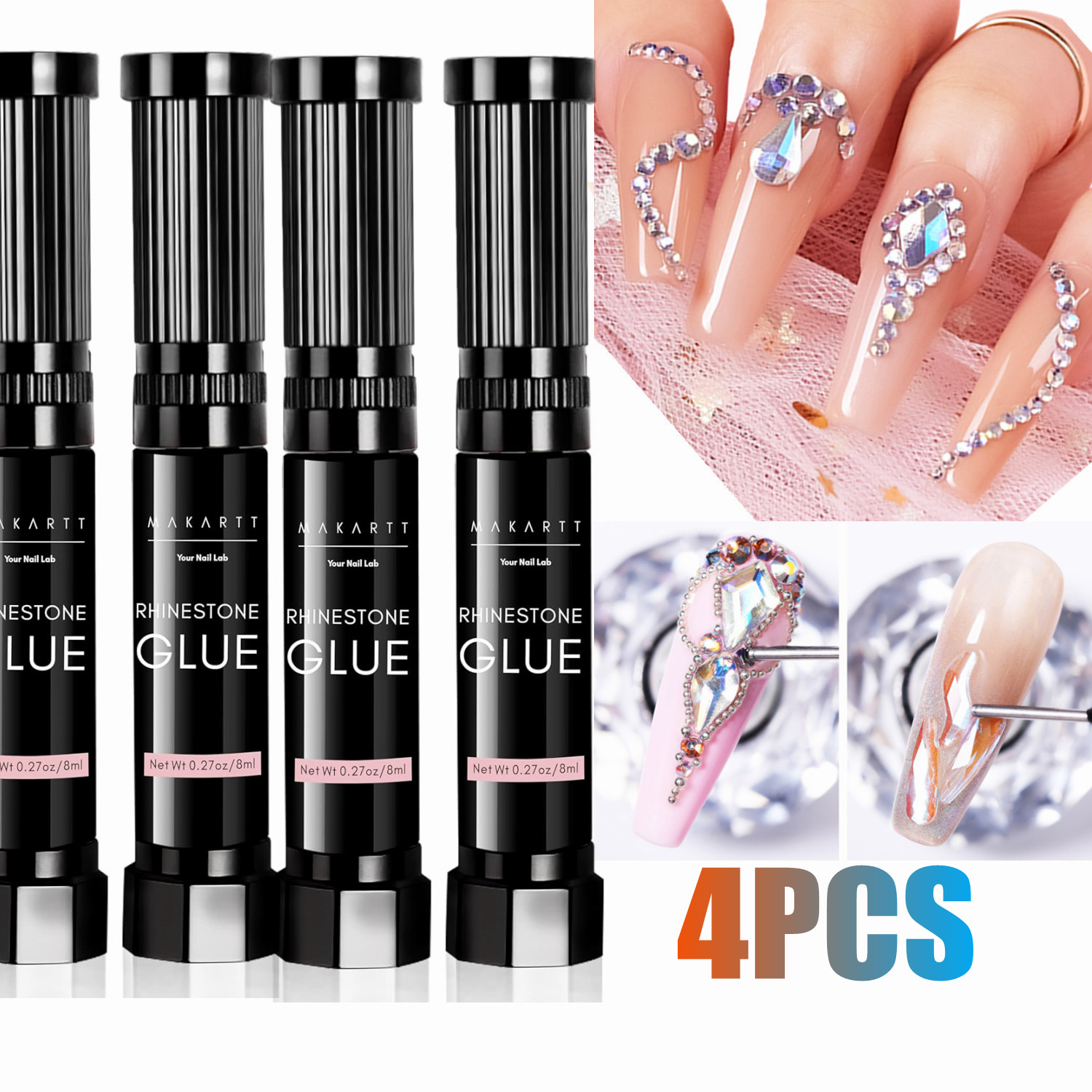 Nail Fan Brush - 4 шт. клея для страз Makartt,