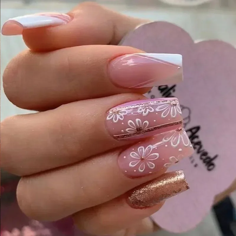 24 шт., белые французские накл – обзор и цена Nail Art Rose Gold